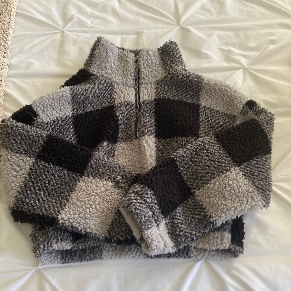 Cropped zip up sweater